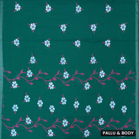 Green Linen Cotton Saree with Contrast Blouse