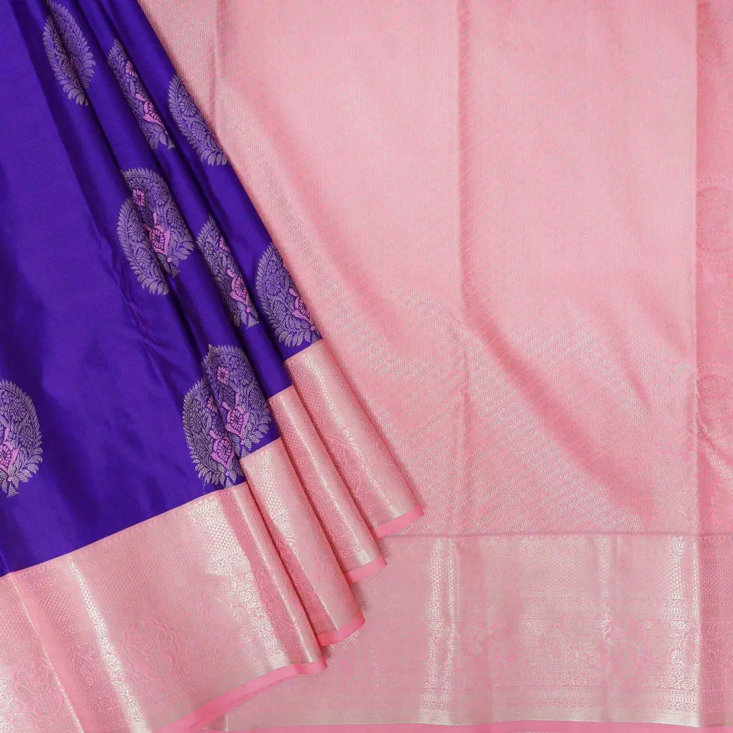 Royal Blue with Baby Pink Soft Silk Saree