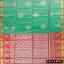 light green and coral pink Tissue Silk Saree