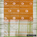 Caramel with Lime Green Soft Silk Saree