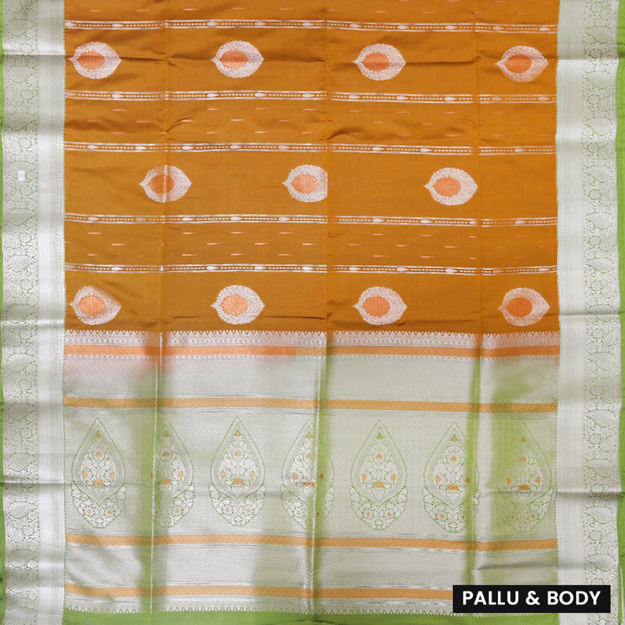 Caramel with Lime Green Soft Silk Saree