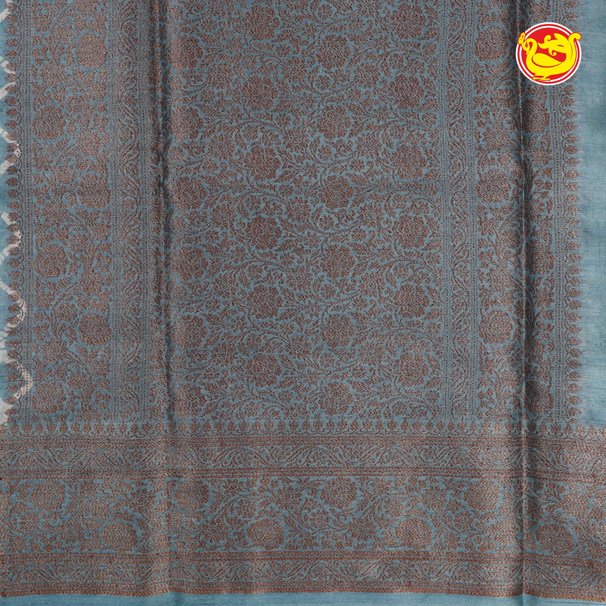 Light blue pure tussar saree with batik prints