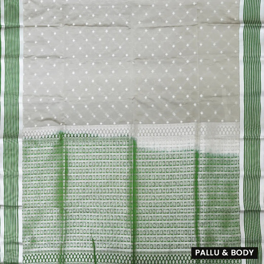 GREY with GREEN Soft Silk Saree