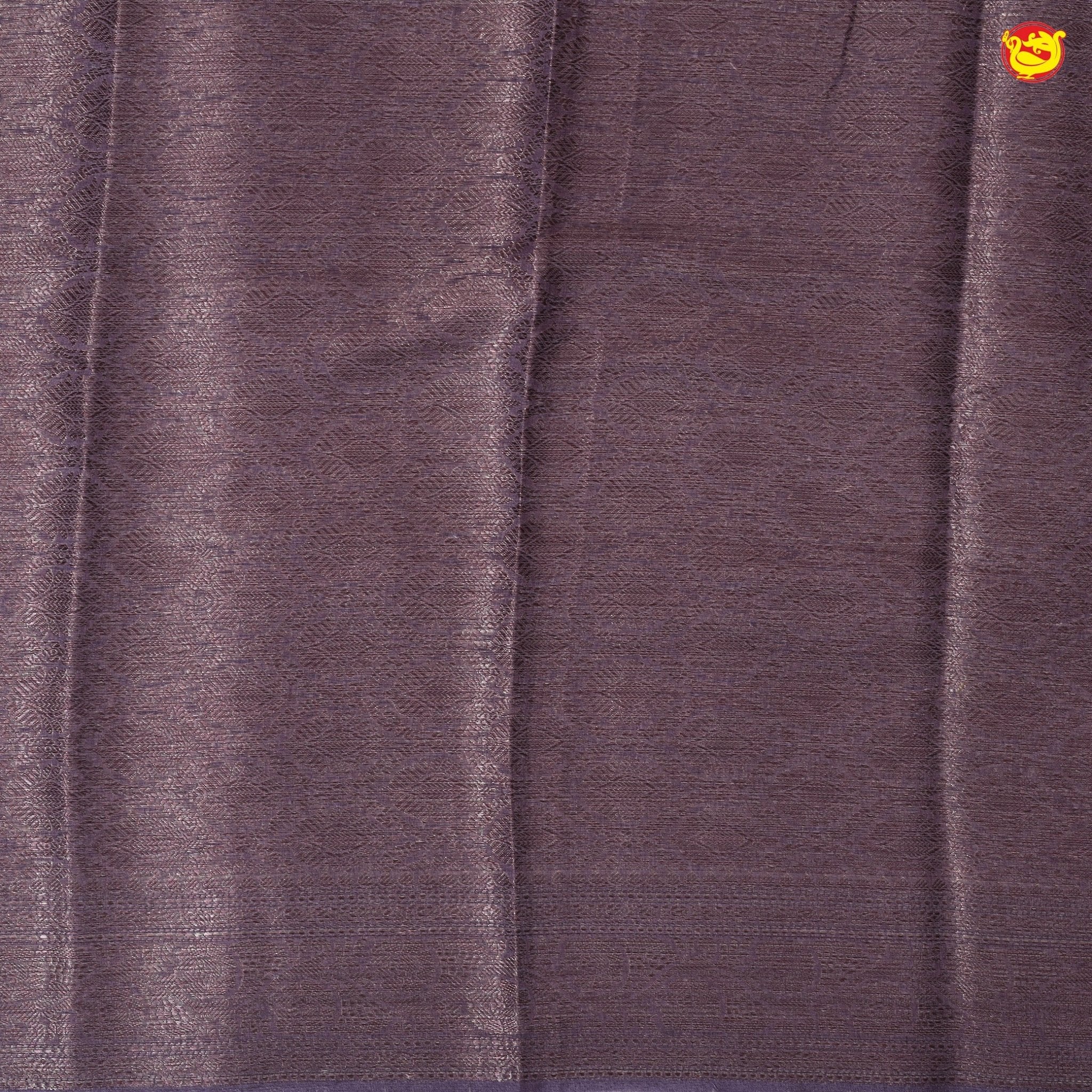 Unique Purple Chanderi Silk Saree with Floral Motifs and Copper Zari Border - Thenianantham