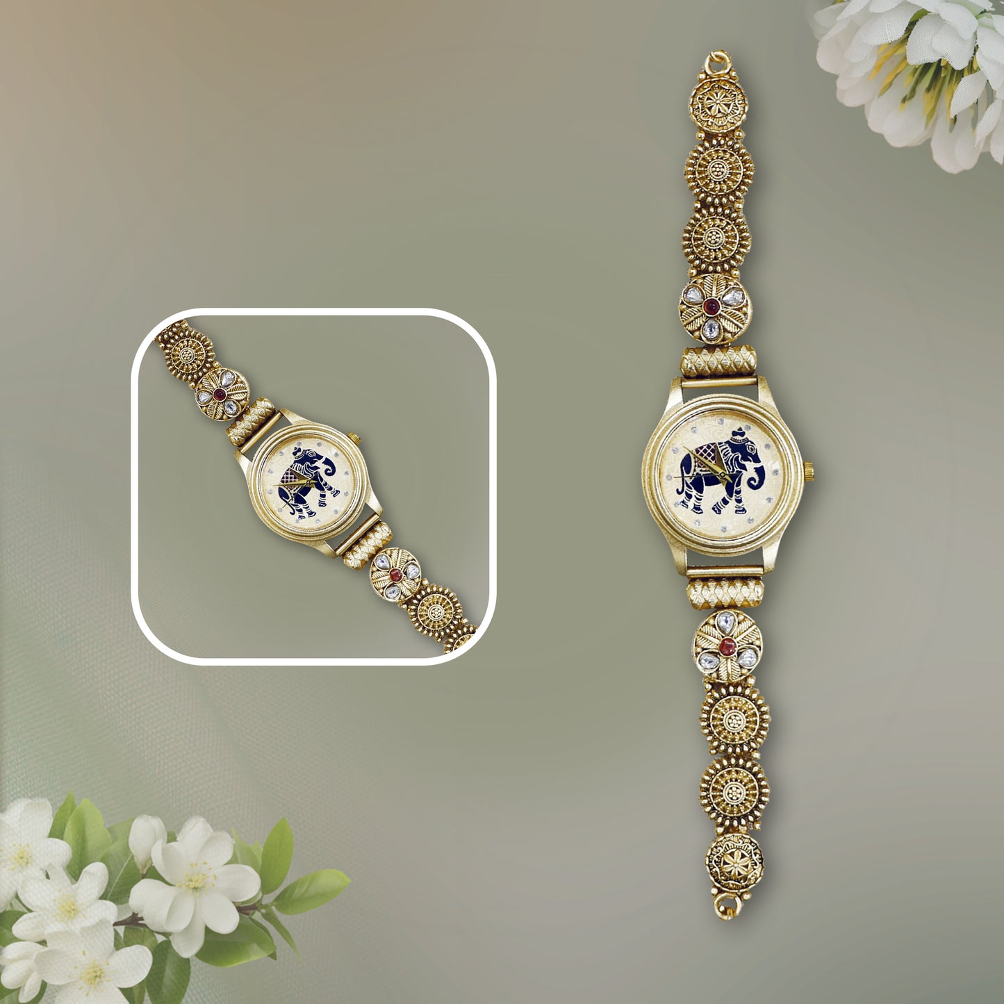 Antique Trending Jadau and Elepant Design Watch