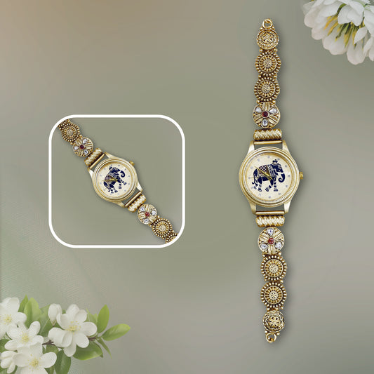 Antique Trending Jadau and Elepant Design Watch