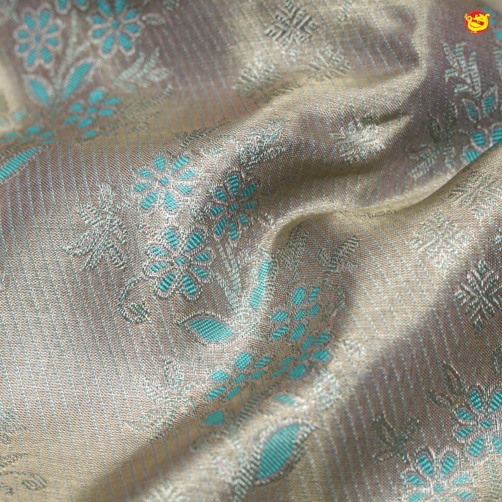 Sea green pure Kanchivaram silk saree - Thenianantham