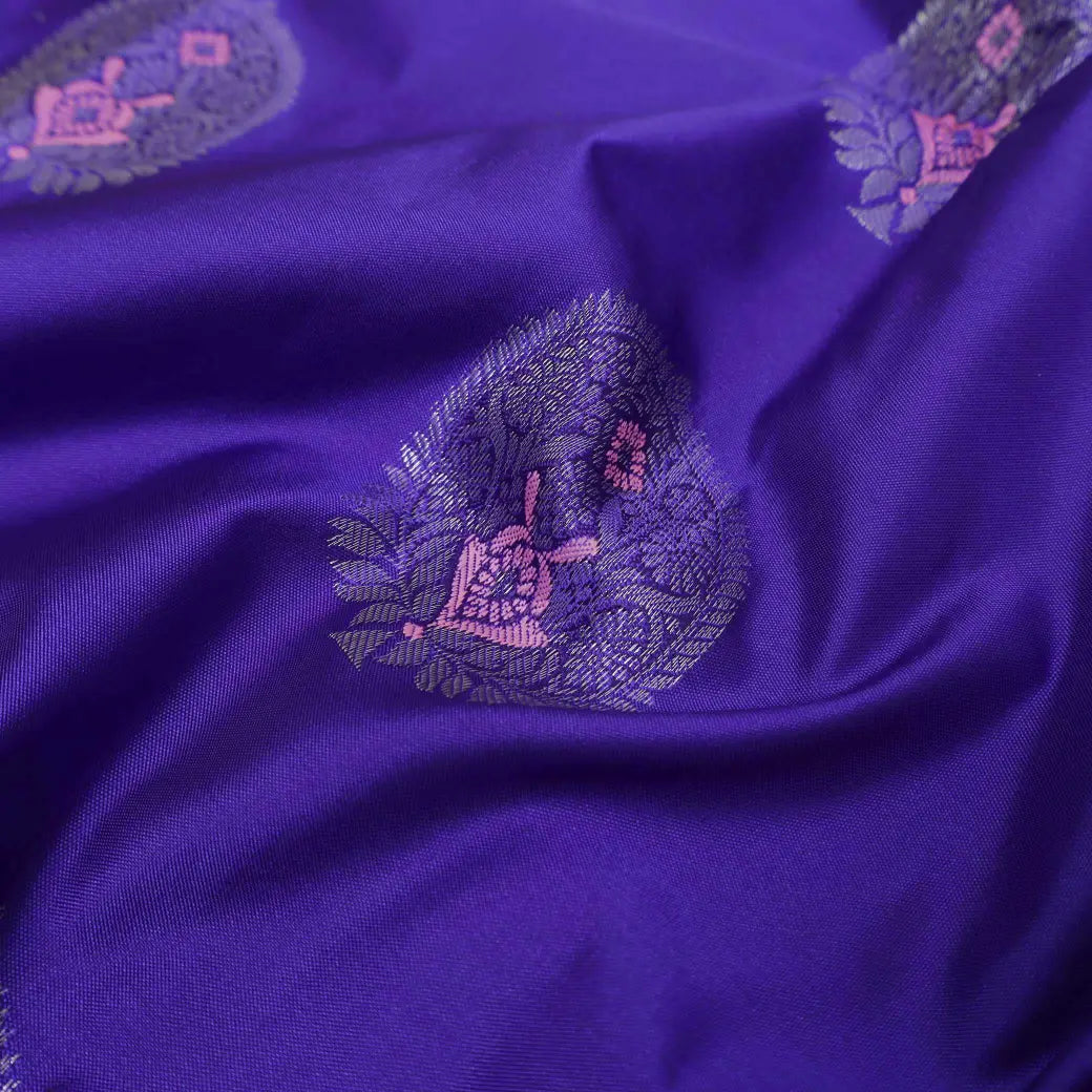Royal Blue with Baby Pink Soft Silk Saree