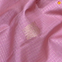 Onion Pink With Wine Checked Motifs and Peacock Buttas Gold Zari Yuvana Pure Soft Silk Saree - Thenianantham