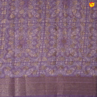 Unique Purple Chanderi Silk Saree with Floral Motifs and Copper Zari Border - Thenianantham