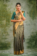 Bottle green subhalya pure silk saree - Thenianantham