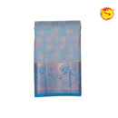 Light Blue Wedding Silk Saree With Peacock Blue Pallu - Thenianantham