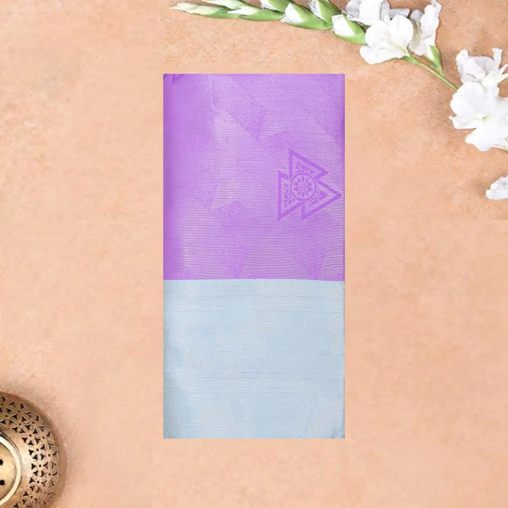 Lavender with Silver Litchi Silk Saree