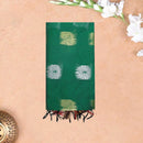 Green With Red Semi Pochampalli Zari Border Silk Cotton Saree