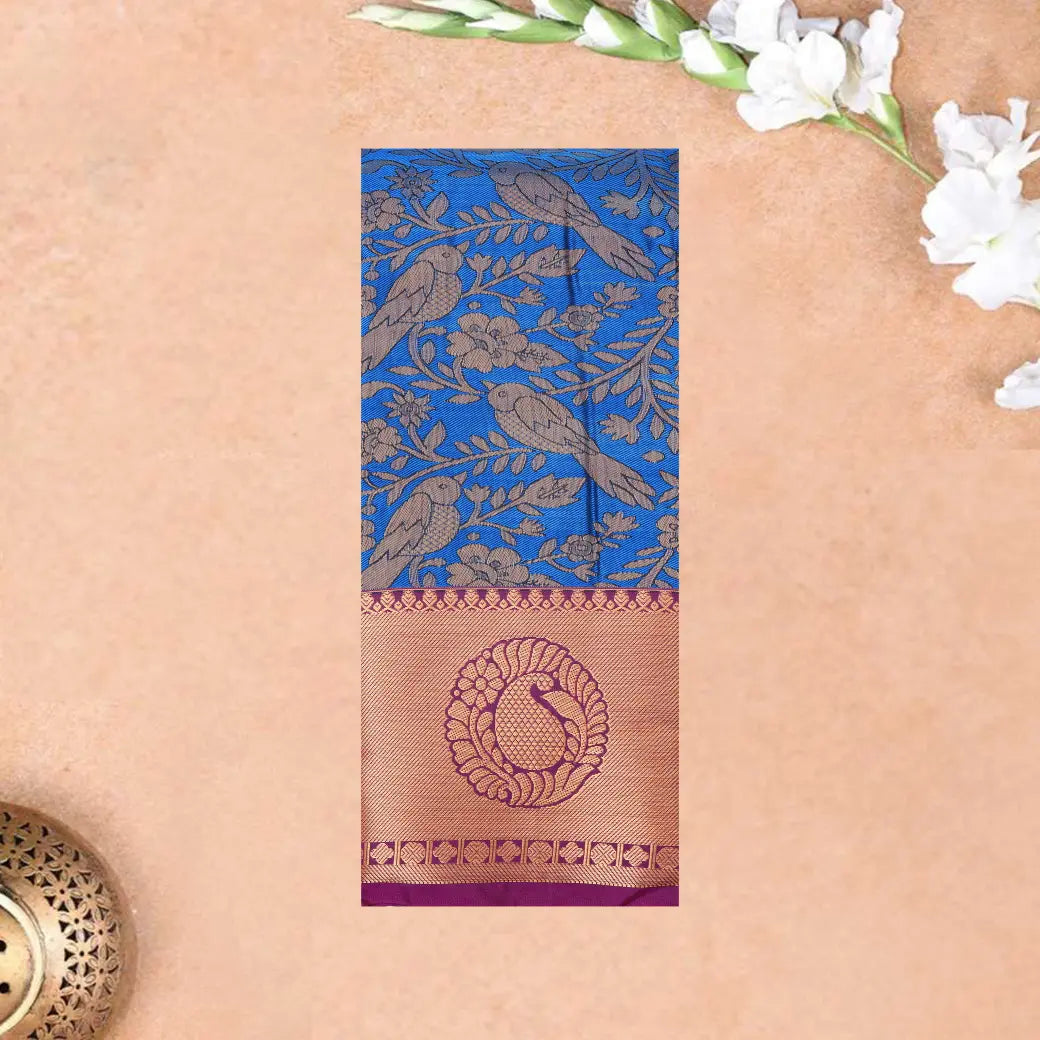 Blue with Purple Art Silk Saree