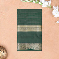 Dark Green With  Gold Zari Yuvana Semi Soft Silk Saree