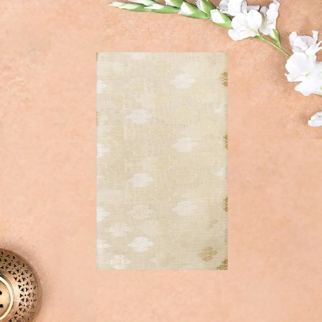 Cream Colour Fancy Weaving Saree