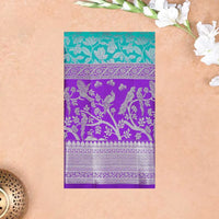 Teal green with Purple  Kanchipuram Wedding silk saree