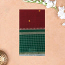 Maroon With Green Pure Chettinad Cotton Saree without Blouse