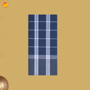 Men’s Grey with Dark Blue Checked  Cotton Stitched Lungi