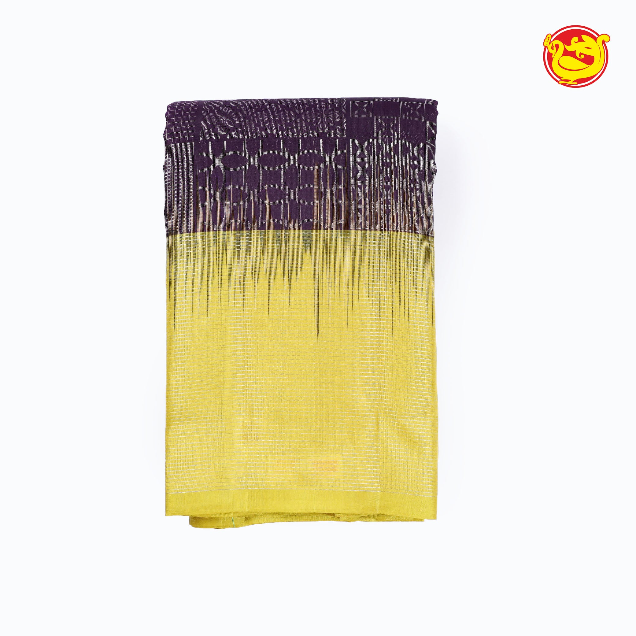 Dark purple with yellow soft silk saree