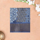 Pure Tussar Silk Saree primarily blue With Floral Design and Painted Prints and Zari Woven Border