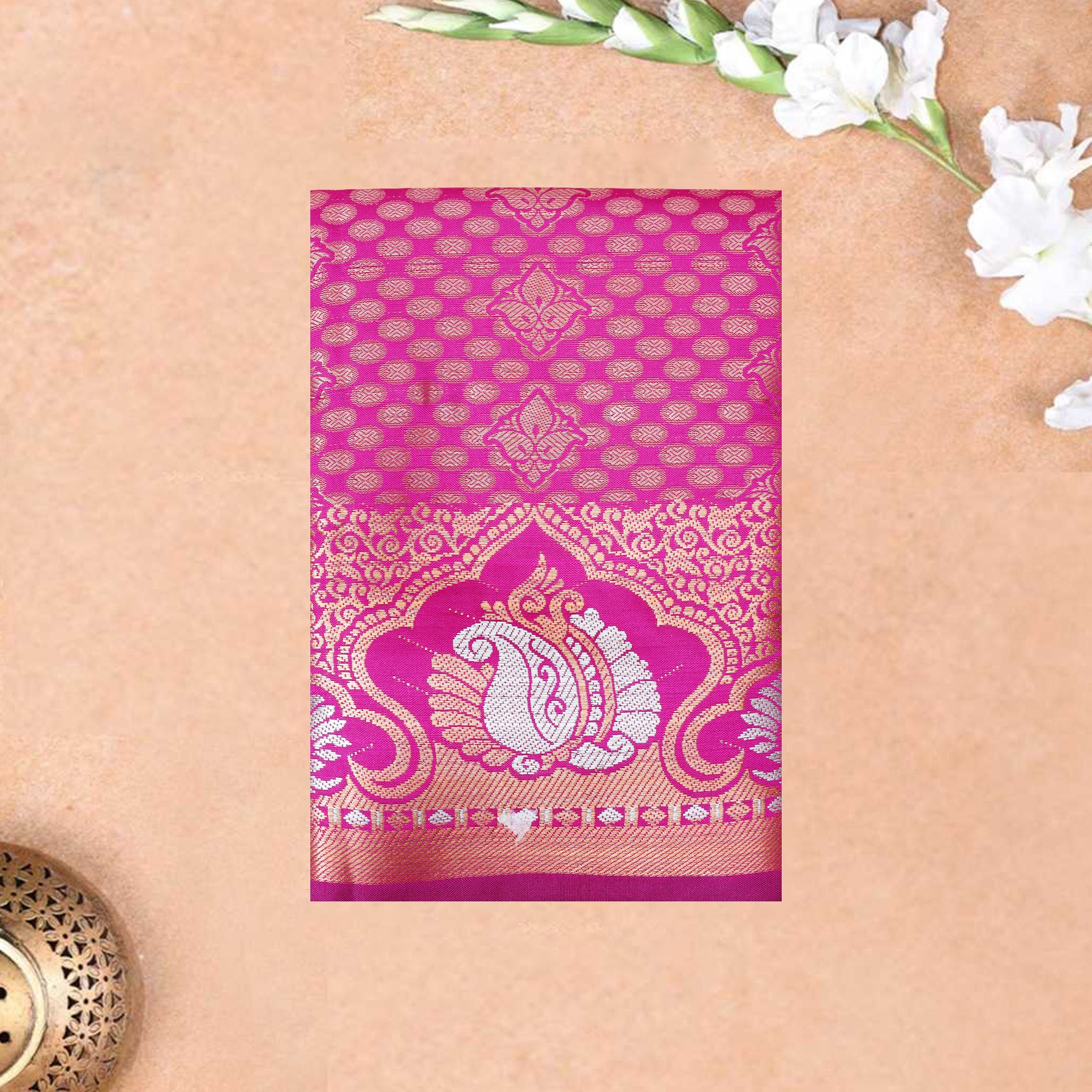 Pink Color  Art Pattu Pavadai Material