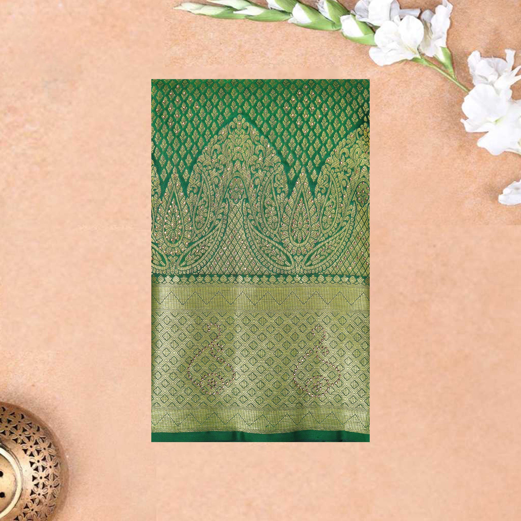 Green pure Kanchipuram silk saree