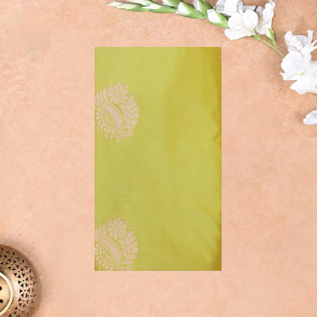 LEMON YELLOE with TEALGREEN Soft Silk Saree
