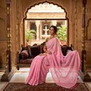 Pink With Gold- Toned Butti ( Motif ) Mul Mul Cotton Saree