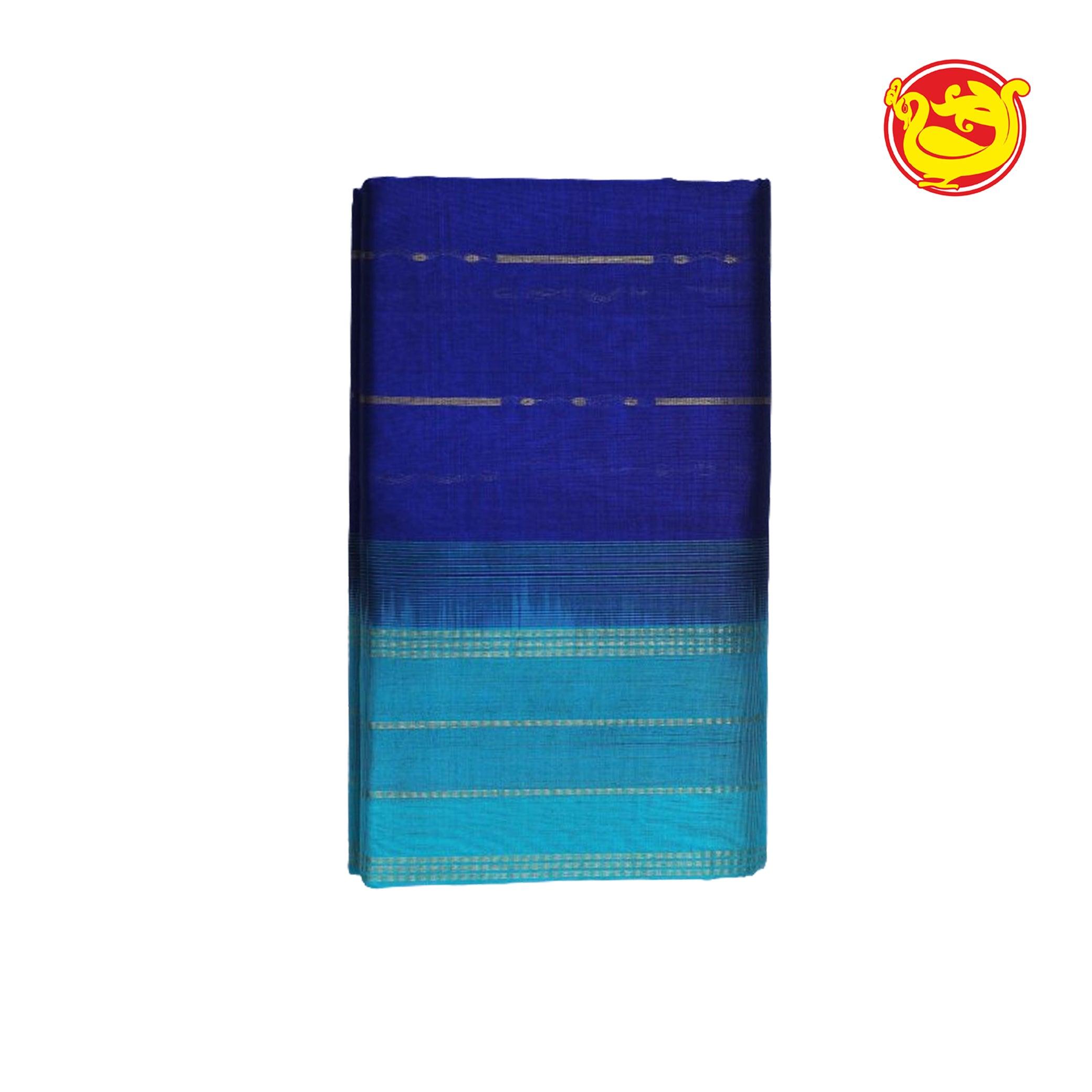 Dark Blue With Sea Blue Pure Arani Silk Cotton Saree