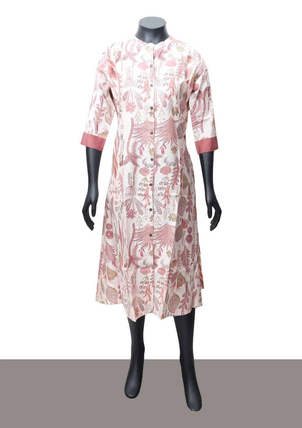 Light Beige Printed Ladies Branded Readymade Long Top
