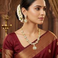 Gold-Plated Necklace With Earring Set AD Stone