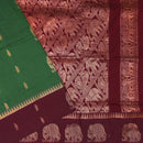 Dark Green With Brown Premium Quality Kalyani Cotton Saree