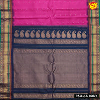 Dark pink with navy blue Gadwal silk saree