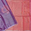 purple and coral pink Tissue Silk Saree
