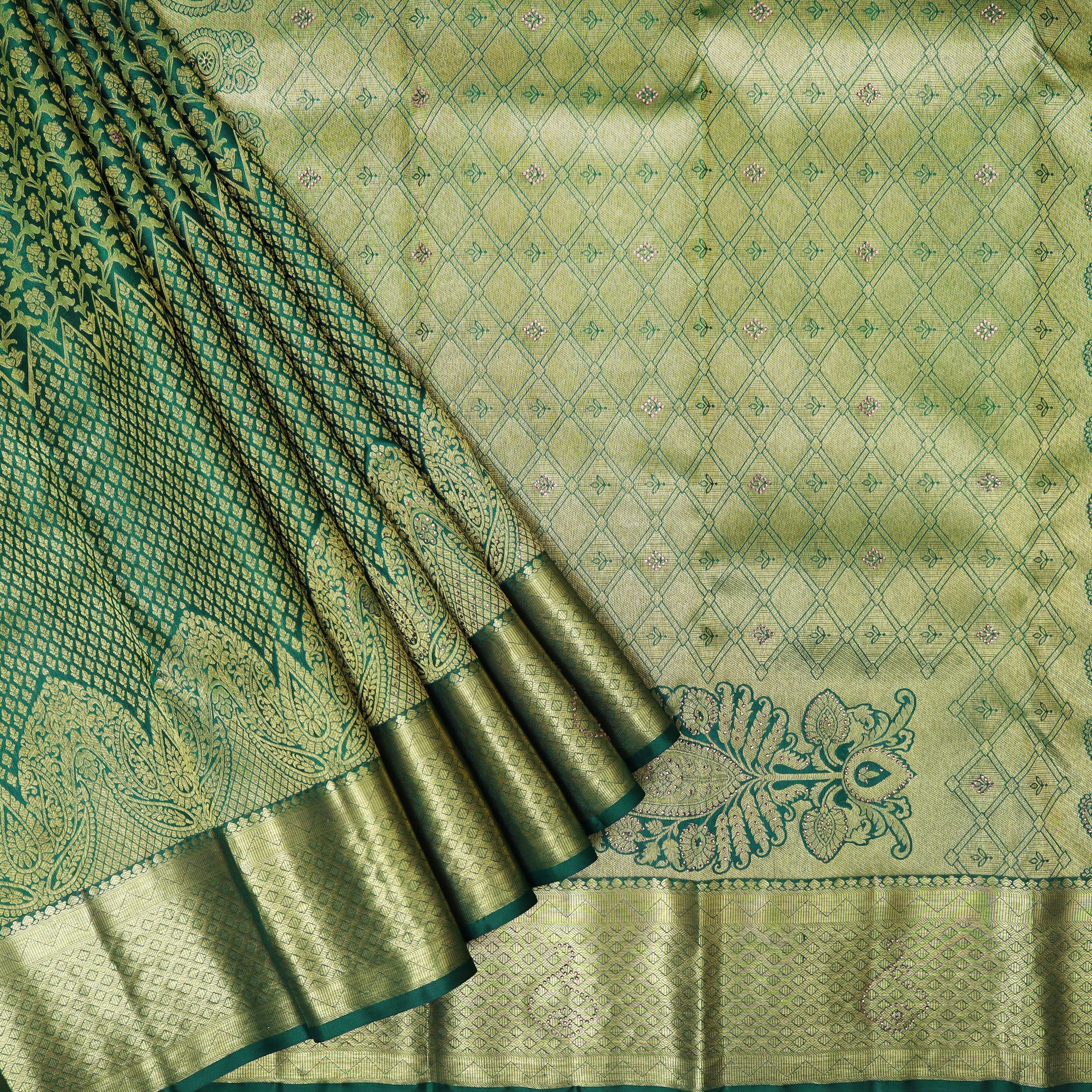 Green pure Kanchipuram silk saree