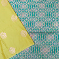 LEMON YELLOE with TEALGREEN Soft Silk Saree