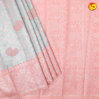 Water Blue with Peach Floral Motifs Kubera Pattu Saree