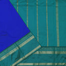 Royal Blue and Green, with accents of gold zari work. soft silk