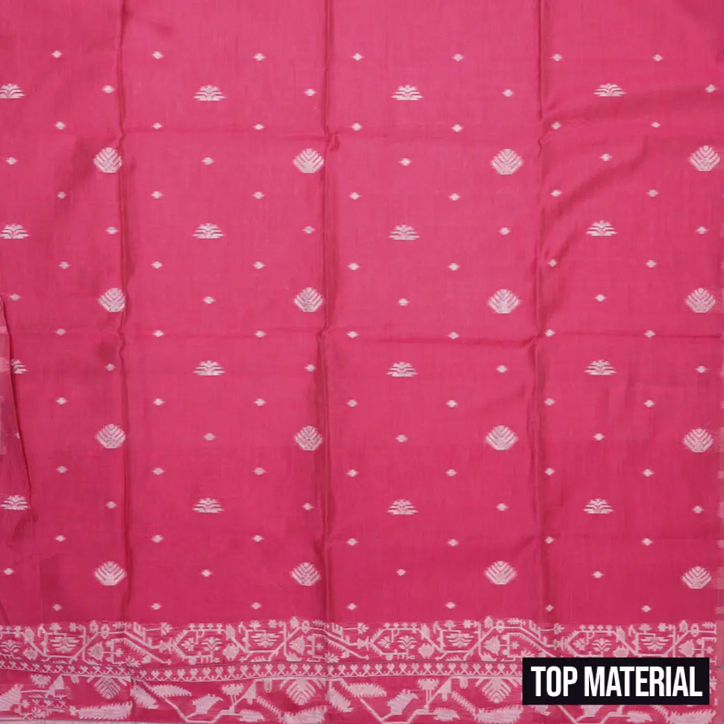 Pink with Off-white Ladies Cotton Chudithar Set Material