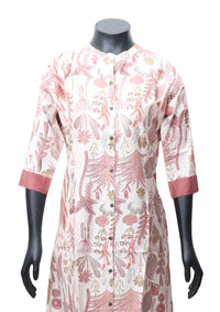 Light Beige Printed Ladies Branded Readymade Long Top