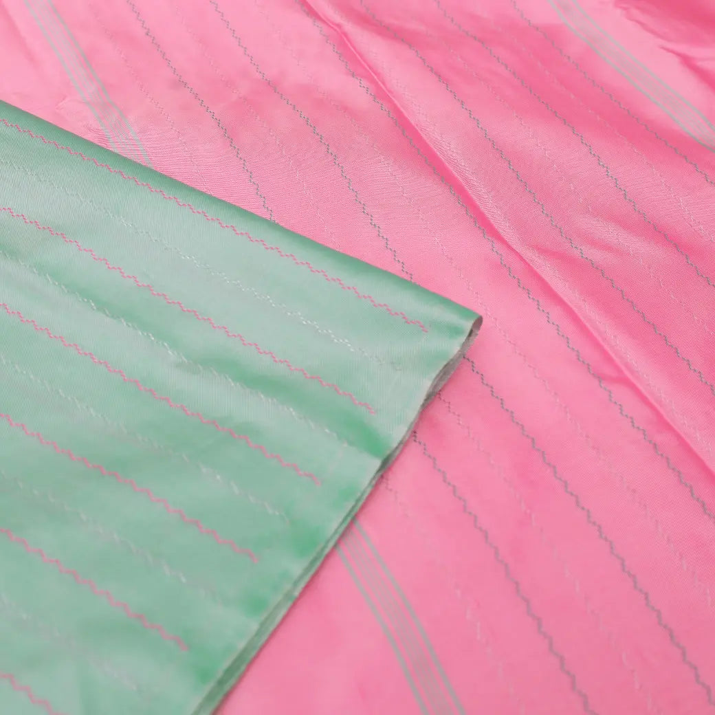 Baby Pink  With Pista Green Arani Silk Saree