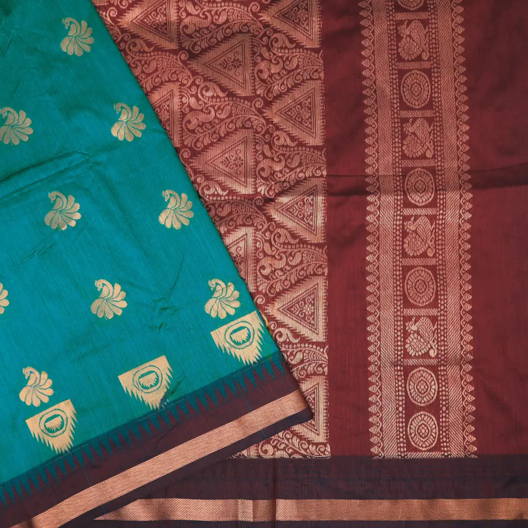 Green With Maroon Premium Quality Kalyani Cotton Saree