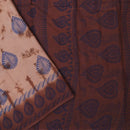 brown and blue Sungudi Cotton Saree without Blouse