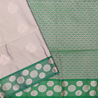 Light Gray with Deep Green Soft Silk Saree