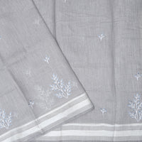 Grey  Color Linen Cotton Saree