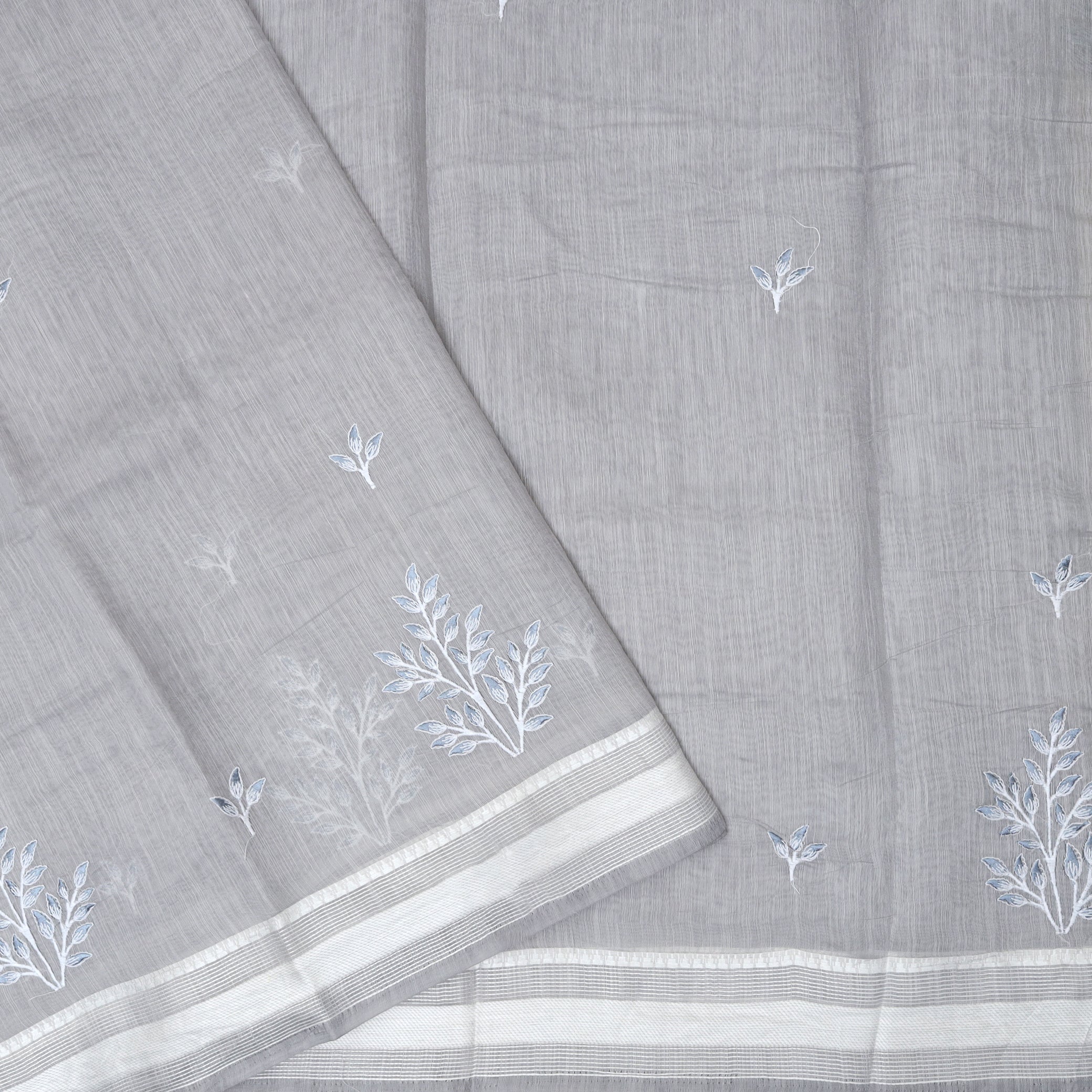 Grey  Color Linen Cotton Saree