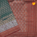 Green with Red Tissue Semi Silk Saree