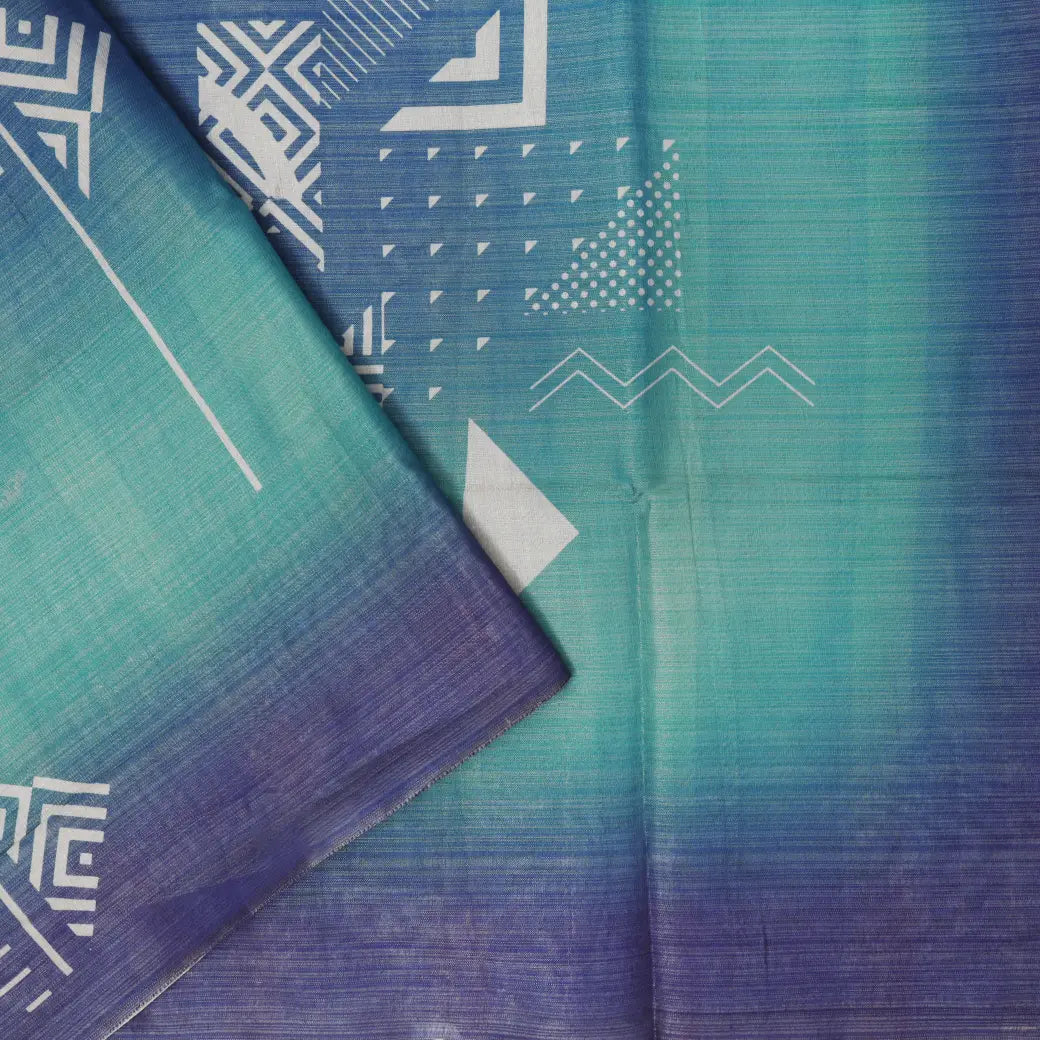 Green with Navy Blue Tissue Silk Saree